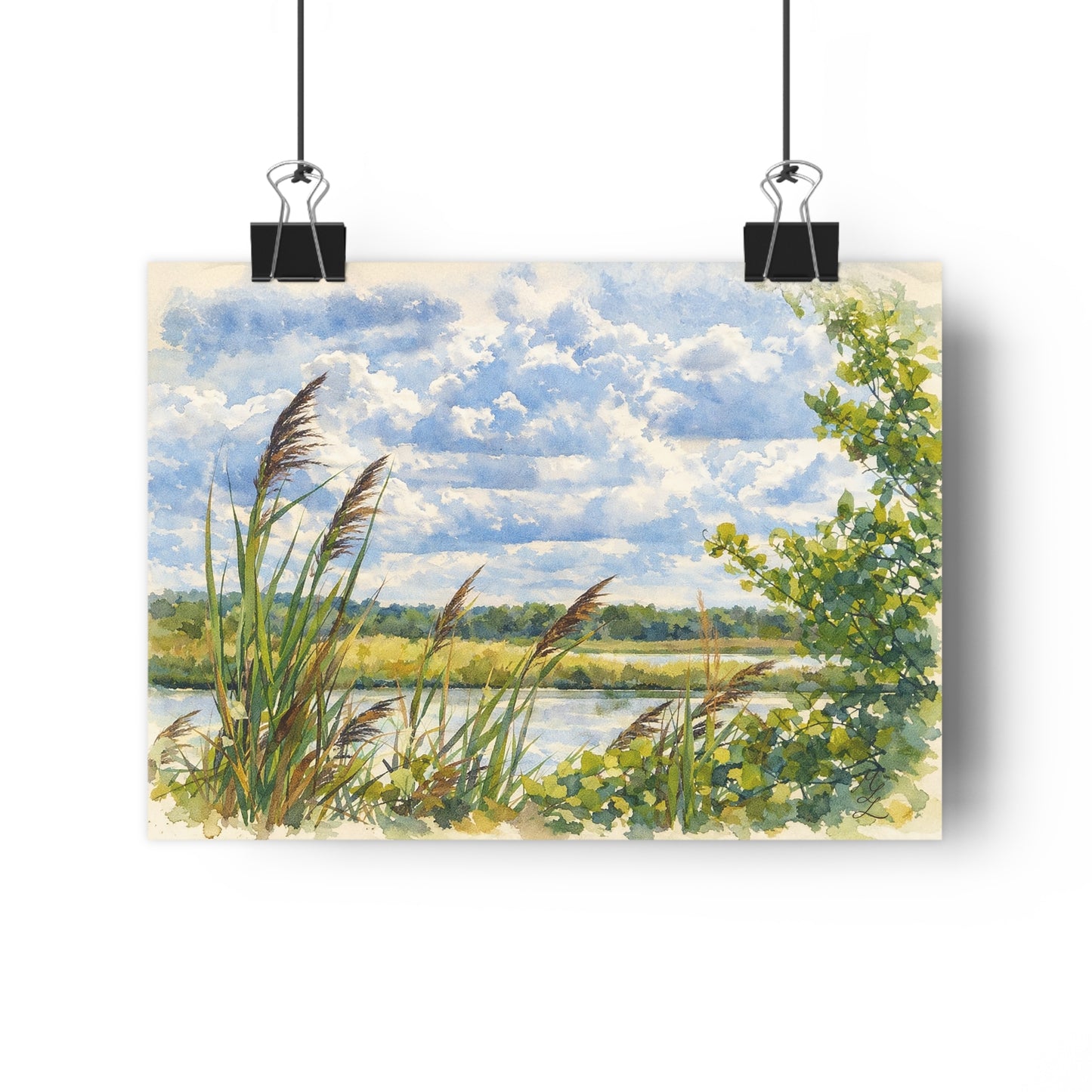Between Reeds, Watercolor Art Print