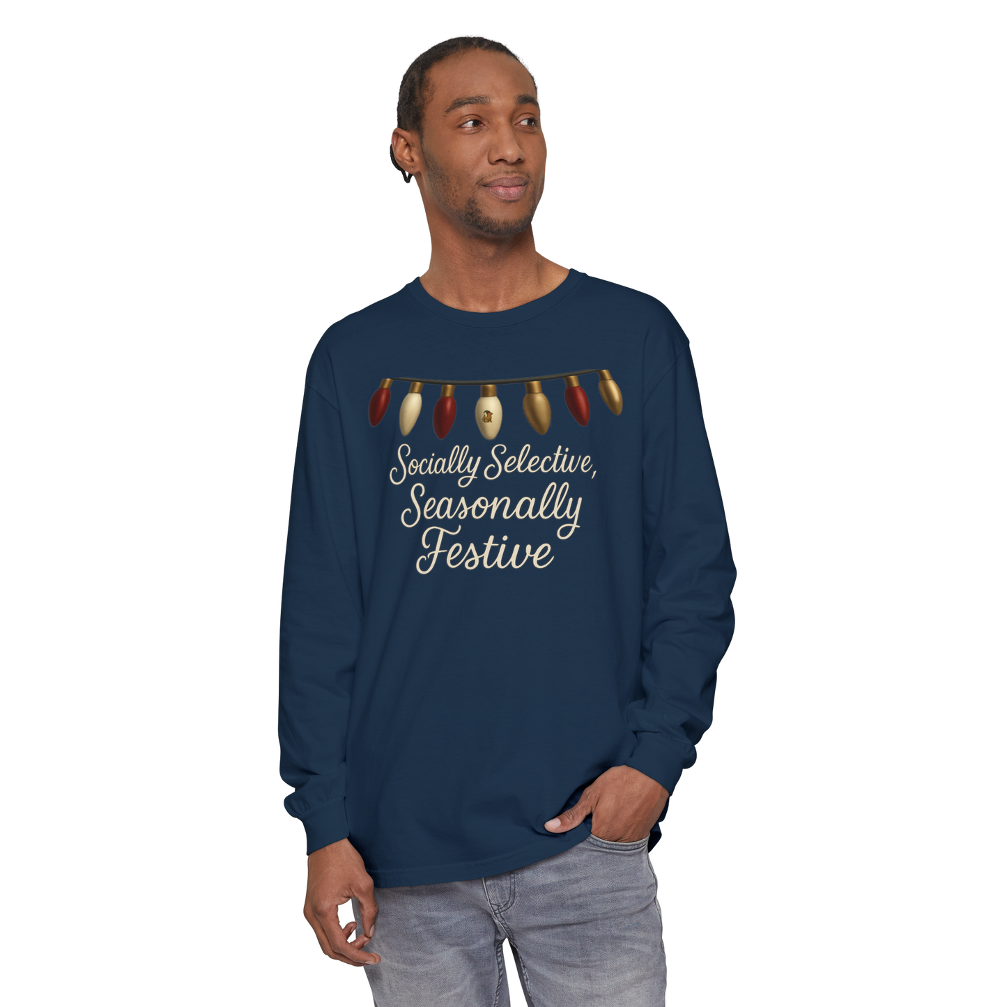 Socially Selective, Seasonally Festive - Long Sleeve Tee