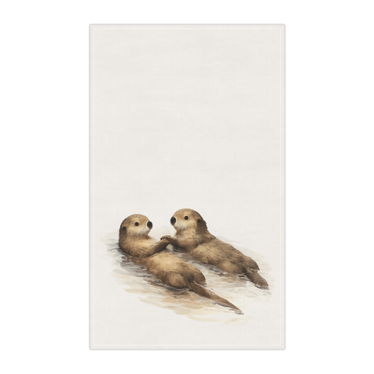 Coastal Otter Couple Tea Towel